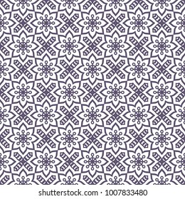 Ethnic floral seamless pattern with mandalas