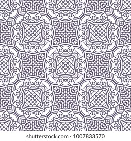 Ethnic floral seamless pattern with mandalas