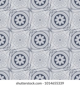 Ethnic floral seamless pattern with mandalas