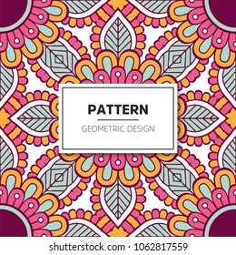 Ethnic floral seamless pattern with mandalas