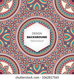 Ethnic floral seamless pattern with mandalas