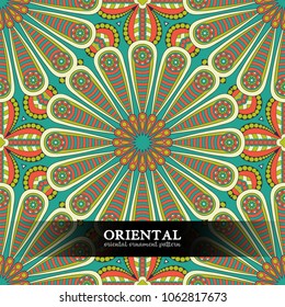 Ethnic floral seamless pattern with mandalas