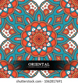 Ethnic floral seamless pattern with mandalas