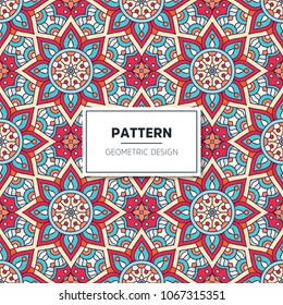 Ethnic floral seamless pattern with mandalas
