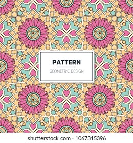 Ethnic floral seamless pattern with mandalas