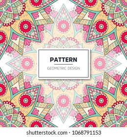 Ethnic floral seamless pattern with mandalas