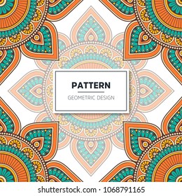 Ethnic floral seamless pattern with mandalas