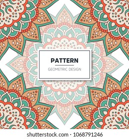 Ethnic floral seamless pattern with mandalas