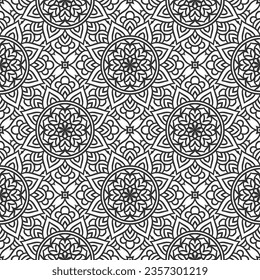 Ethnic Floral Seamless Pattern With Mandalas. Oriental pattern for design, fashion print, scrapbook