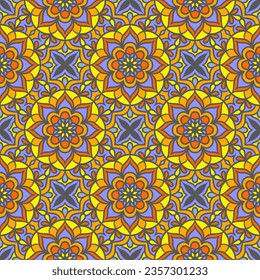 Ethnic Floral Seamless Pattern With Mandalas. Oriental pattern for design, fashion print, scrapbook