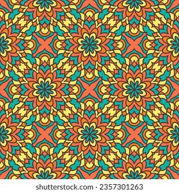 Ethnic Floral Seamless Pattern With Mandalas. Oriental pattern for design, fashion print, scrapbook