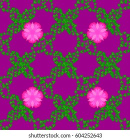 Ethnic floral seamless pattern on a purple background. Vector illustration.