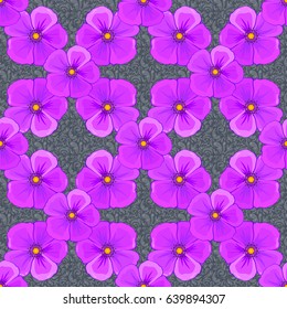Ethnic floral seamless pattern on a gray background with decorative cosmos flowers. Vector illustration.