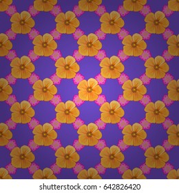 Ethnic floral seamless pattern on a violet background with decorative cosmos flowers. Vector illustration.