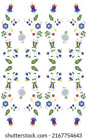 Ethnic floral seamless pattern. Traditional polish embroidery design.