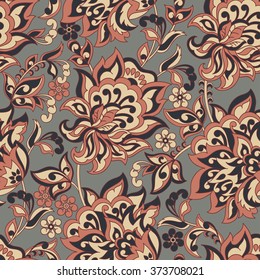  Ethnic Floral seamless pattern. Vector ornament