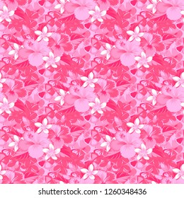 Ethnic floral seamless pattern in yellow, beige and brown colors with decorative cosmos flowers. Raster illustration.