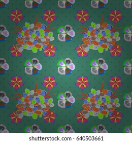 Ethnic floral seamless pattern in yellow and green colors. Vector illustration.