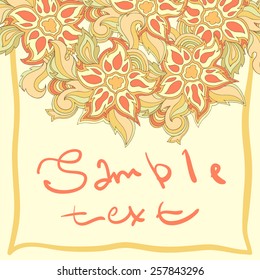 Ethnic floral spring boho background with place for text. Vector nature banner with flowers. For inviting, greeting cards, labels.