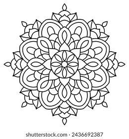 ethnic floral style mandala design for adults coloring book, relaxing indian mandala art
