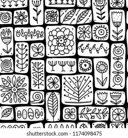 Ethnic floral wall, seamless pattern for your design