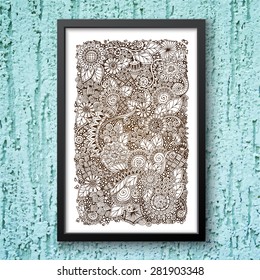 Ethnic floral zentangle, doodle background pattern circle in vector. Henna paisley mehndi doodles design tribal design element. Black and white pattern for coloring book for adults and kids. 