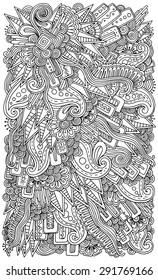 Ethnic floral zentangle, doodle background pattern in vector. Henna paisley mehndi doodles design tribal design element. Black and white pattern for coloring book for adults and kids.