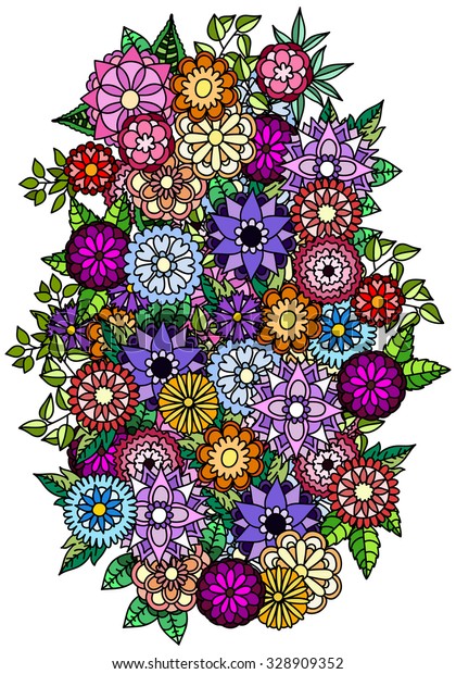 Ethnic Floral Zentangle Doodle Pattern Beautiful Stock ...