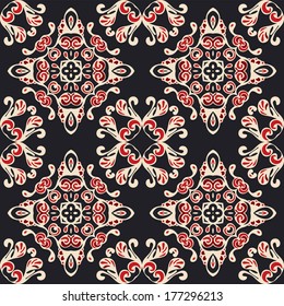 ethnic flower  Damask seamless motif vector pattern