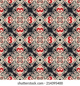 ethnic flower Damask seamless motif vector pattern