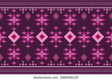 Ethnic flower geometric oriental traditional seamless pattern. Native border decoration Aztec geometry design for fabric, clothing, background, border decor, wallpaper, embroidery, ornament, print
