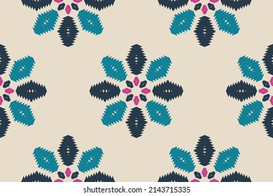 Ethnic flower ikat seamless pattern traditional. Fabric mandalas style. Design for background, wallpaper, vector illustration, fabric, clothing, carpet, textile, batik, embroidery.