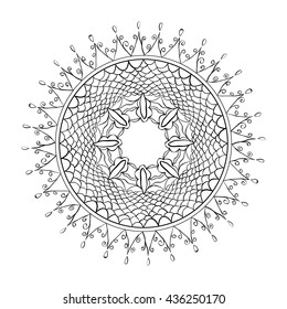 Ethnic flower mandala for cards, invitations and coloring book