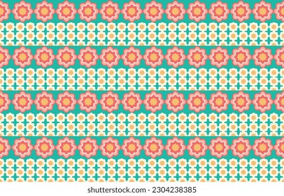 Ethnic flower pattern ikat art Seamless pattern in tribal folk embroidery and Mexican style Aztec geometric art ornament print Design for carpet wallpaper clothing wrapping fabric cover textile flyer