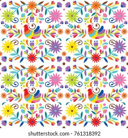 Ethnic Flower Pattern Inspired In Traditional Mexican Art