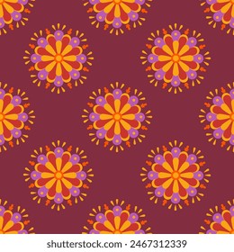 Patrón sin fisuras de la flor étnica en tribal.Textura de fondo del diseño geométrico en estilo nativo americano, mexicano, africano, indio mandala.Tradición folk cultura arte fondo.Belleza boho diseño para deco