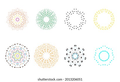 ethnic flower set with ornament, vector illustration 
