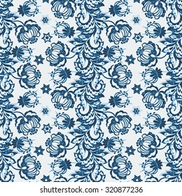 ethnic flowers in arabian style seamless pattern. floral vector illustration