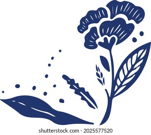 ethnic flowers dark blue illustration