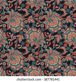 Ethnic Flowers Elegance Seamless Pattern. Vector Floral illustration in Vintage style