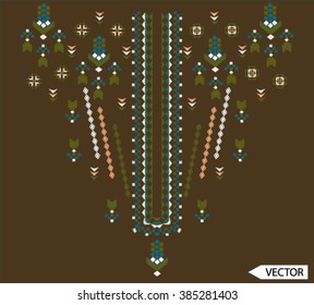 ethnic flowers neck line embroidery designs