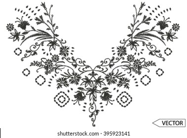 ethnic flowers neck line embroidery graphic designs