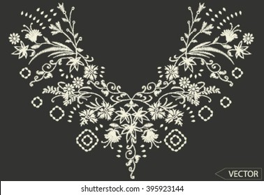 ethnic flowers neck line embroidery graphic designs