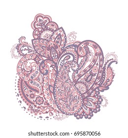 ethnic flowers and paisley vector pattern. floral vintage illustration