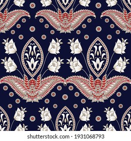 ethnic flowers seamless pattern  floral vintage background