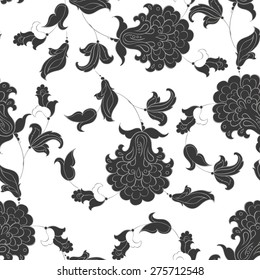 ethnic flowers seamless pattern. floral vector background