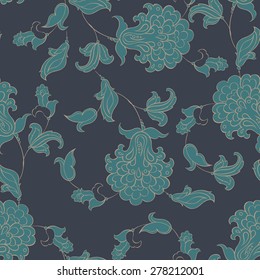 ethnic flowers seamless pattern. floral vector background