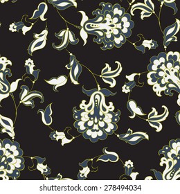ethnic flowers seamless pattern. floral vector background