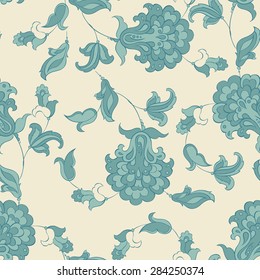 ethnic flowers seamless pattern. floral vector background
