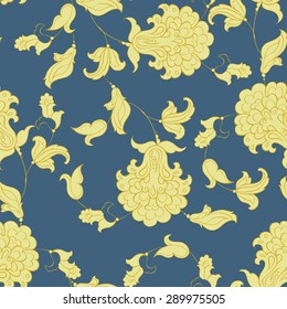 ethnic flowers seamless pattern. floral vector background